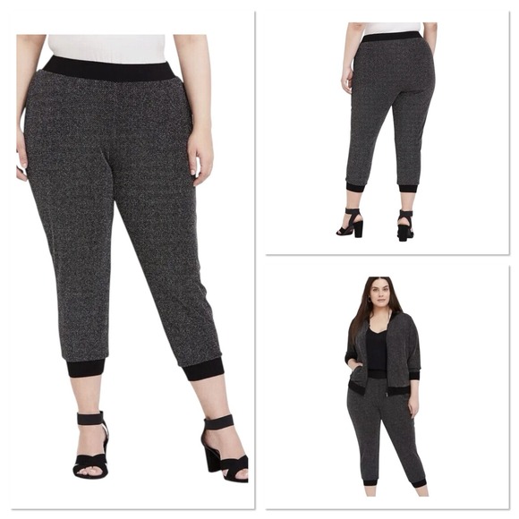 torrid Pants - Torrid Jogger Stretch Waist Front Pockets Versatile Black Sparkle Size1X Cropped